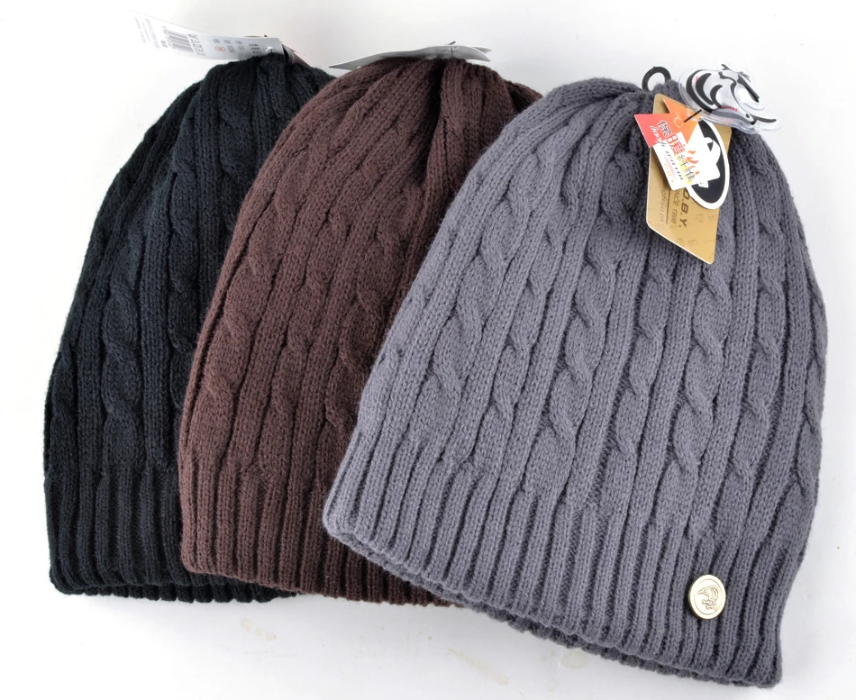 Knitted Wool Hat Men Cap Beanie Plus 