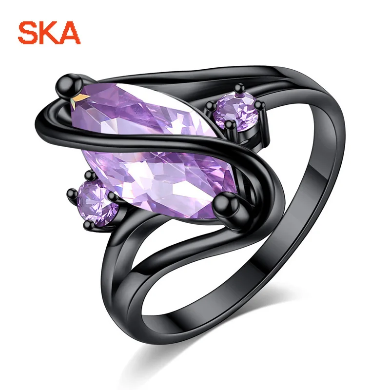 SKA Anillos Mujer Black Color Ring Women Jewellery 3 Colors AAA Zircon Personality New Design Wedding Rings For Women R35