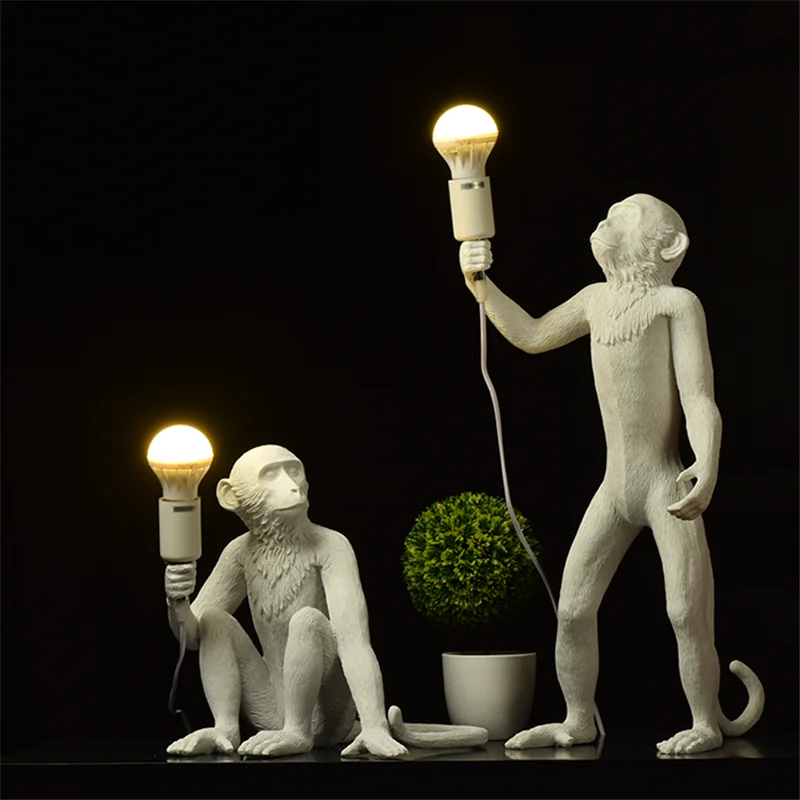 Подвесной светильник ELETTI с черной обезьяной, современный светодиодный настенный Декор, для дома, декор из пеньковой веревки, промышленные Ретро подвесные светильники для гостиной, подвесные лампы