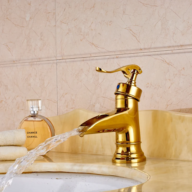 

Wholesale and Retail Wash Basin Vessel Sink Faucet Teapot Shaped Deck Mounted Gold