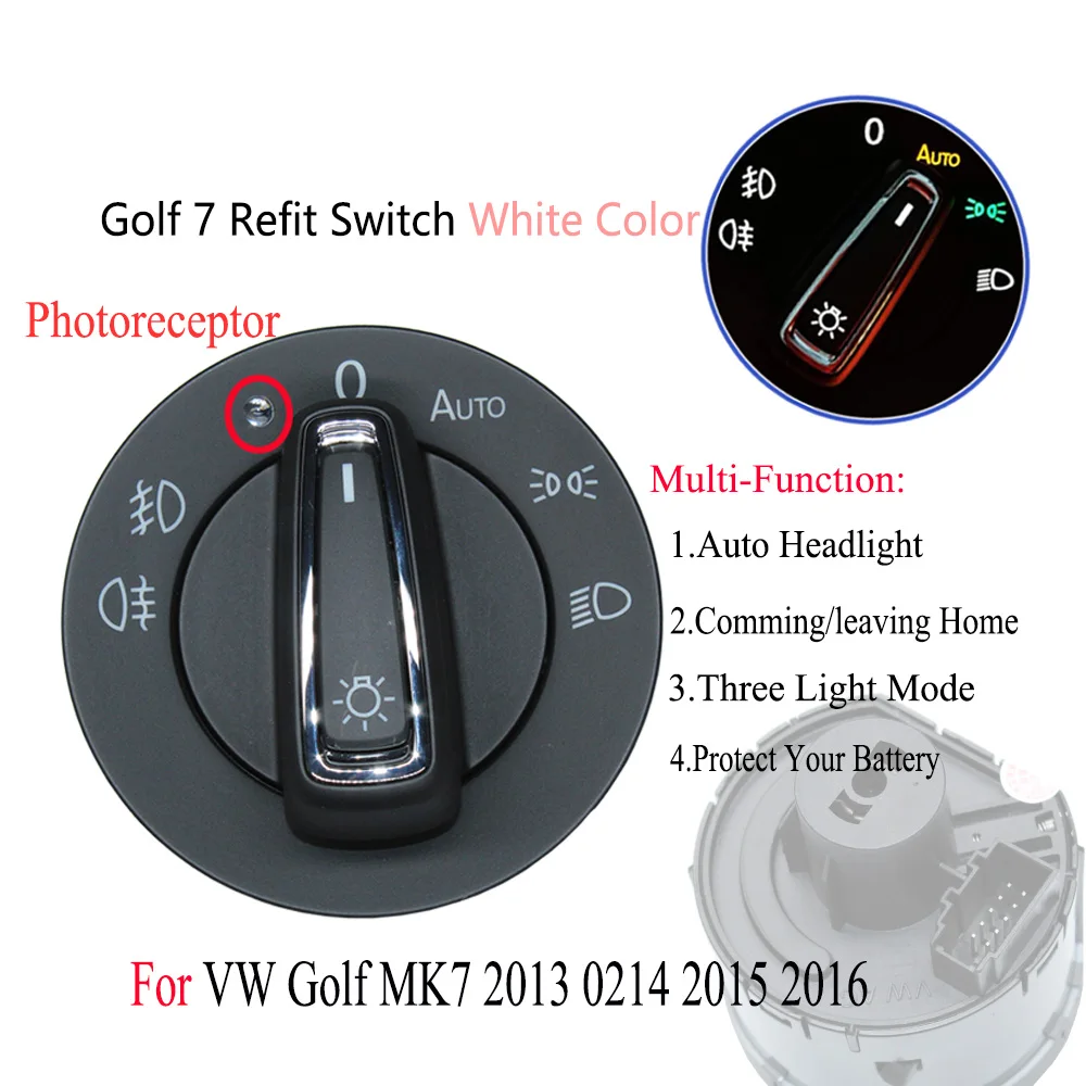 Refit AUTO Headlight Switch Light Sensor Module Glossy Chrome For VW Glof MK7 13-16 Skoda Octavia 2015 2016 Superb 2016 2017 Refit AUTO Headlight Switch Light Sensor Module Glossy Chrome For VW Glof MK7 13-16 Skoda Octavia 2015 2016 Superb 2016 2017