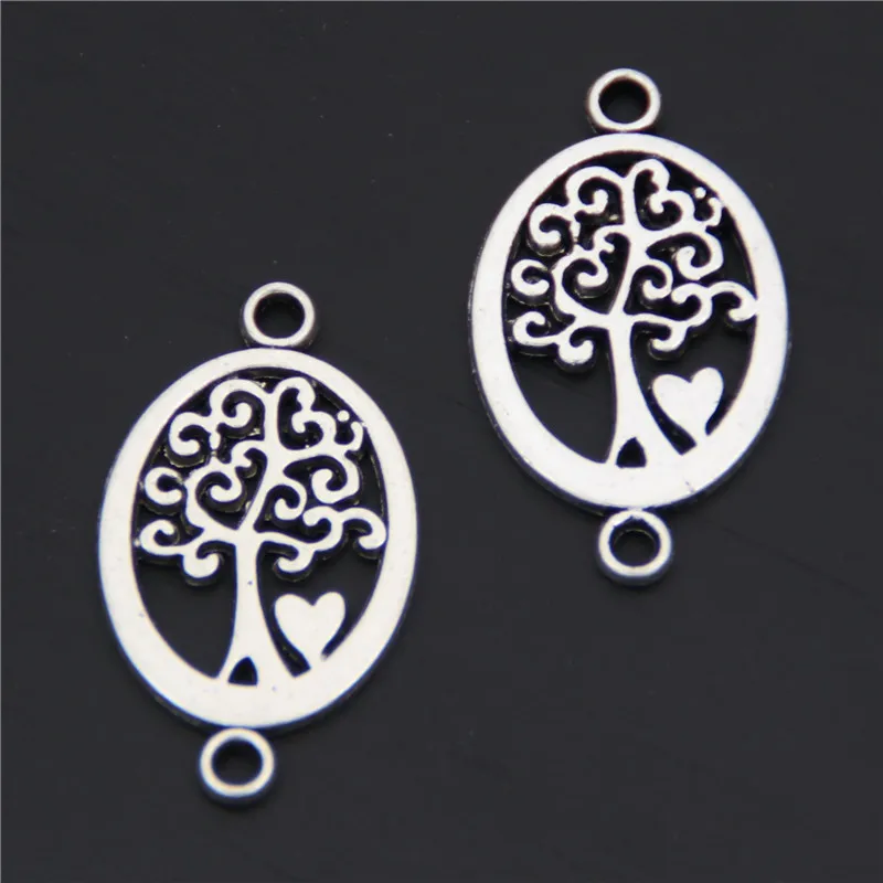 15pcs Silver Color Tree With Heart Connector Charms Round Shaped Jewelry Finding Necklace Pendant A2586 | Украшения и аксессуары