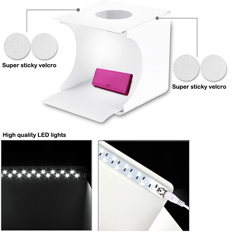 Мини-студийный портативный складной светильник софтбокс для фотосъемки Настольный тент для фотосъемки Встроенный светодиодный светильник 22x23x24 см софтбокс