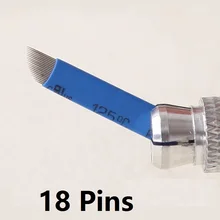 500 pcs 18 Pinos Maquiagem Permanente Manual de Lâmina de Aço Inoxidável Sobrancelha Caneta Tatuagem Permanente Blades para 3D Microding Bordado