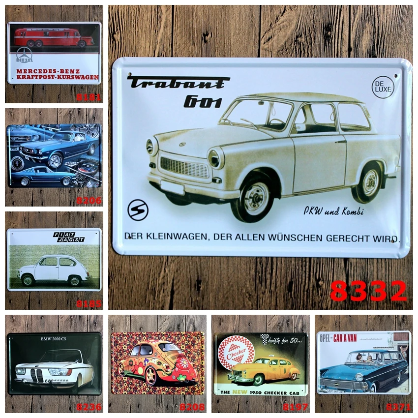 

Classic Cars Sign Logo Plaque Vintage Metal Painting Wall Sticker Iron Sign Board Decorative Plates Poster Wholesale 20X30 CM