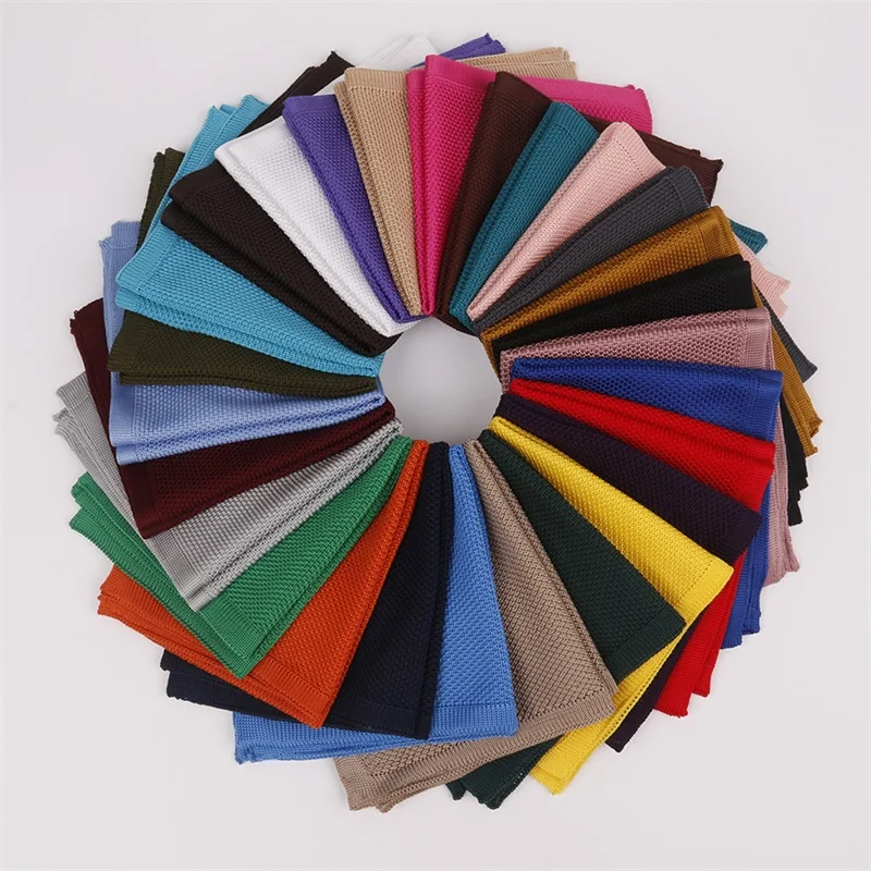 

Mantieqingway 27PCS/LOT Trendy Knitted Handkerchief for Mens Polyester Knitting Pocket Square Towel Chest Towel Solid Hanky