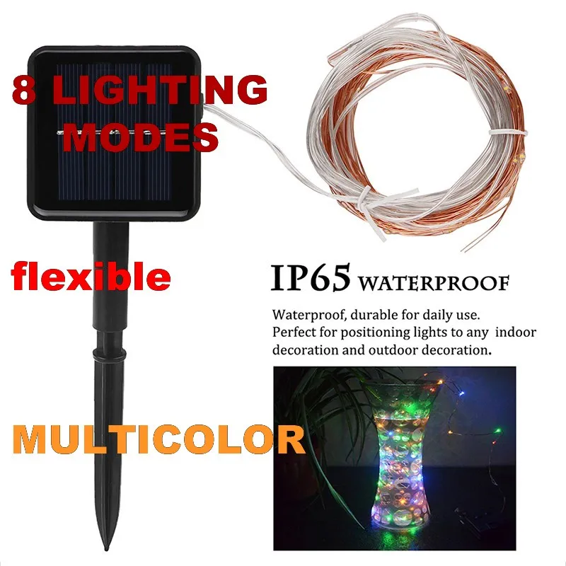 

8 modes multicolor Holiday Lighting outlet lights Solar wire string Led battery box outdoor waterproof 2/5/10 meters lamp Deco