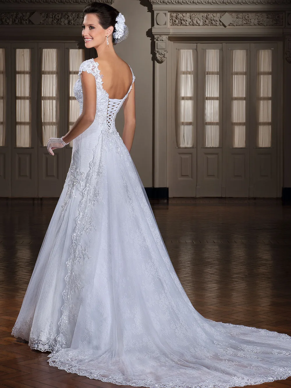 Vestido De Casamento Винтаж Пользовательские вырез сердечком рукава-крылышки кружева Бисер свадебное платье-Русалка для матери невесты платья