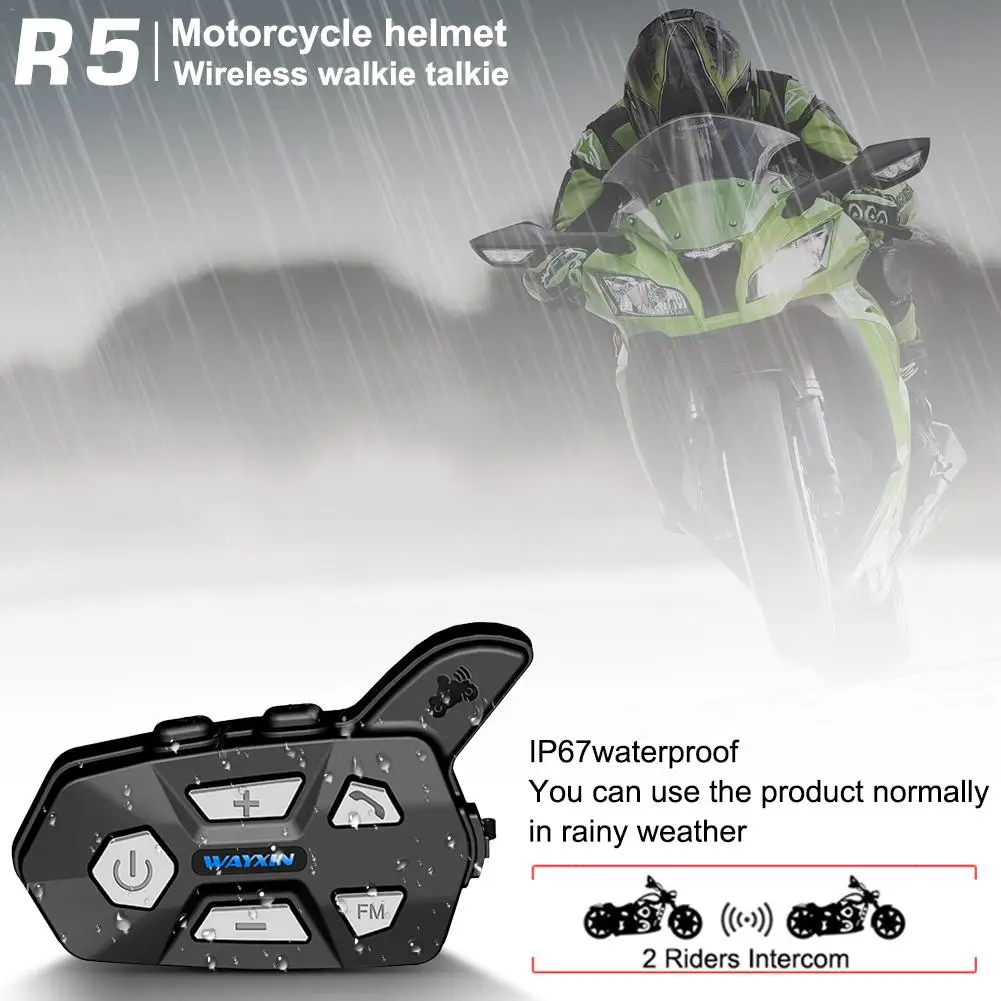 New Bluetooth Intercom Helmet Headsets Riders For Motorcycle R5 FM Bt Wireless Inter-comunicator Interphone Mp3