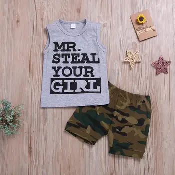 

Mr Steal your girl printed Summer Tank Top Boy Clothing Set 6M-3Yrs Boy Outfits