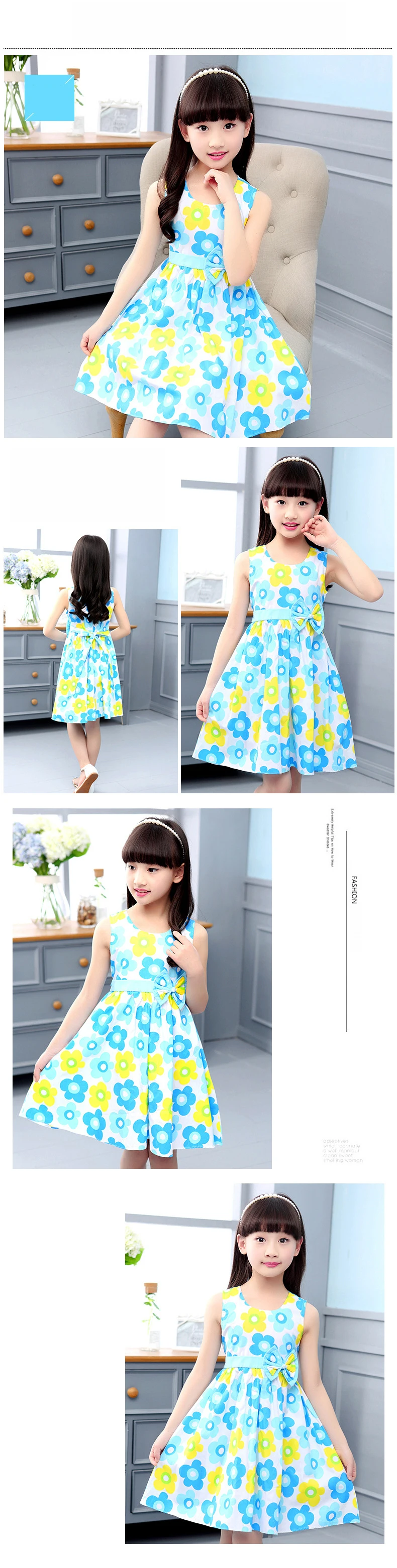 Children's Dress Girls Baby Summer Bohemian style Toddler Girls Sleeveless printed Dresses princess Holiday dress for 5-14Y kids clothing (10)
