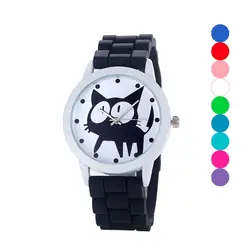 MEIBO детские часы черные кошки Рисунок резиновый ремешок кварцевые наручные часы Relogio Feminino Relojes