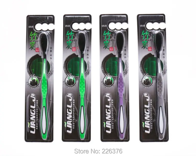  Beautiful bamboo charcoal fiber soft-bristle toothbrush  bamboo toothbrush 