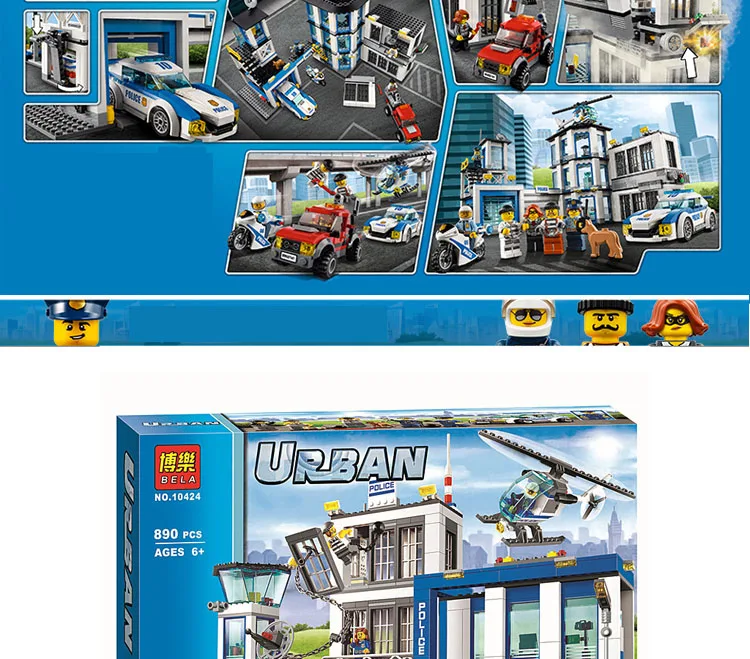 Bela 10424 City Police Station Motorbike Helicopter Model Building Kits Compatible With lego 60047 Blocks Educational Toys Bole (4)