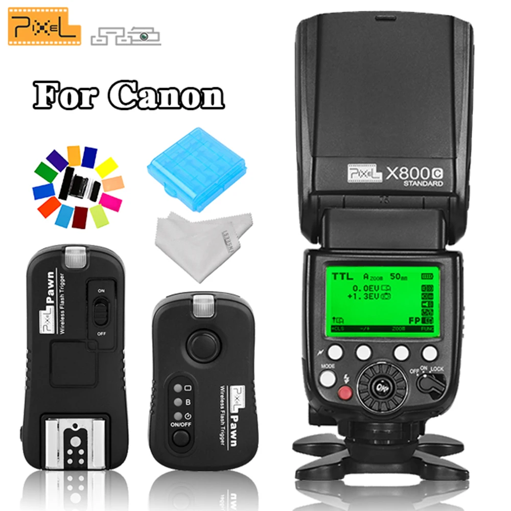 

Pixel X800C Standard TTL HSS Wireless flash Speedlite & TF-361 Wireless Flash Trigger for Canon 70D 300D 1000D 1100D DSLR Camera