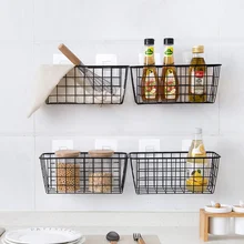 Kitchen Seasoning Hanging Basket Desktop Storage Basket Bathroom Rectangular Storage Box Wall Mount Shelf