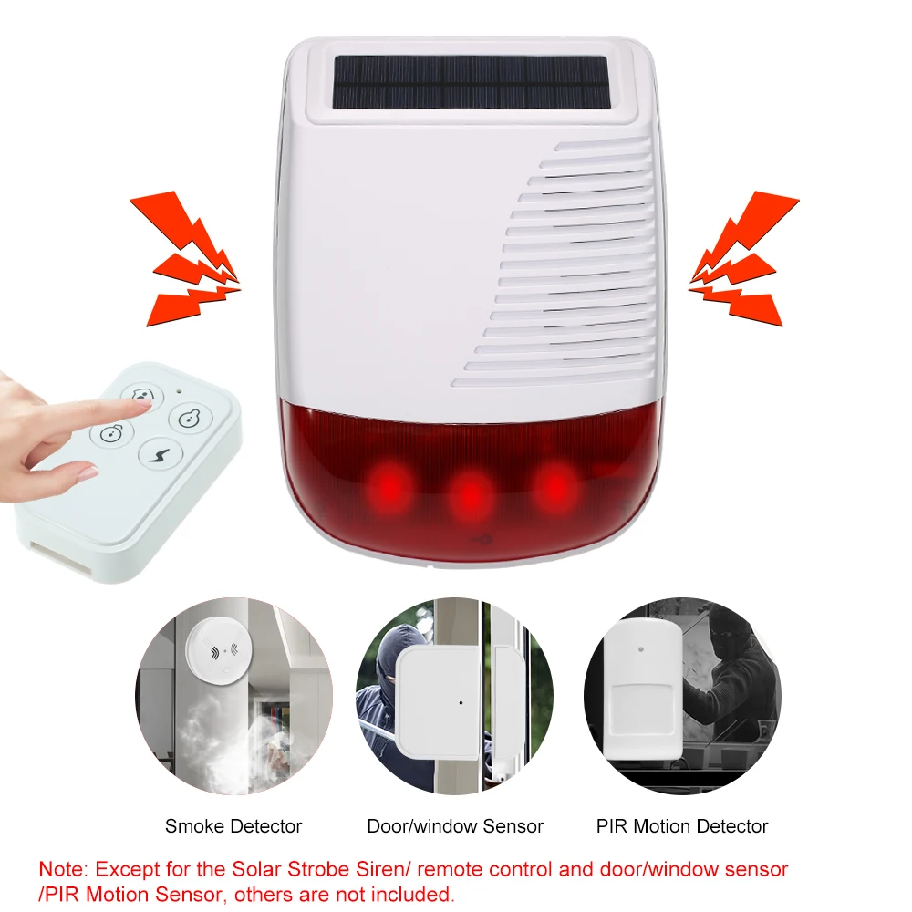 Solar Powered Alarm Strobe Light Yard PIR Motion Sensor Sound Home Security