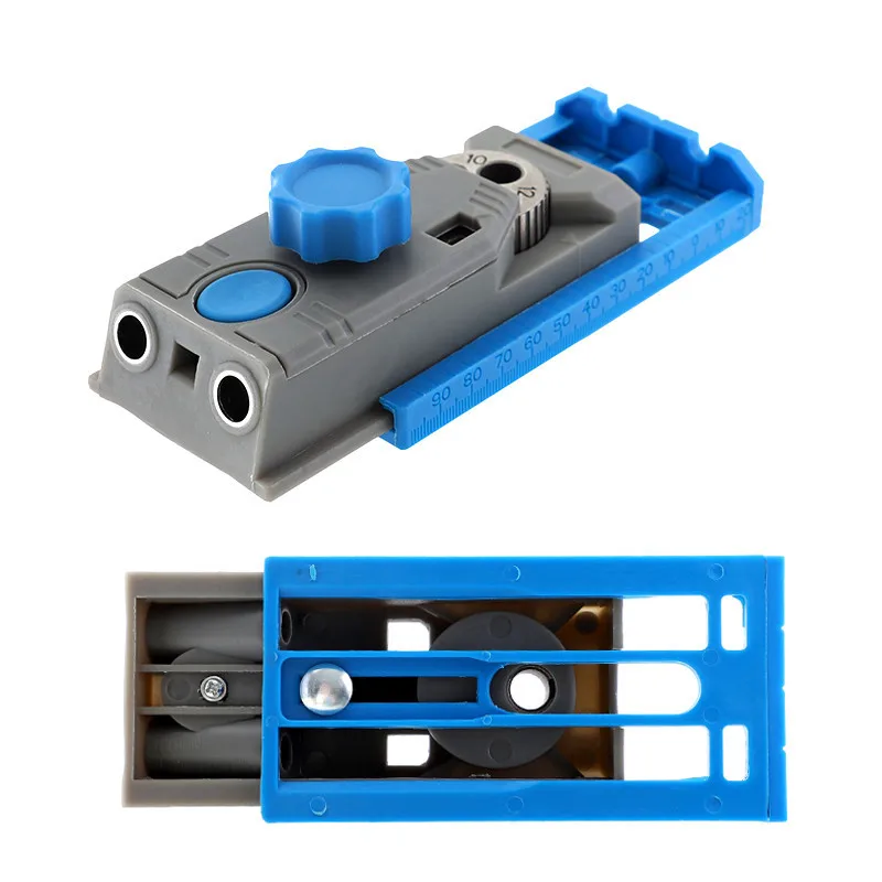 2-in-1 Woodworking Drilling Hole Jig Inclined Locator Oblique Hole Jig Kit W/ Scale Straight Hole Positioner Punching Tool