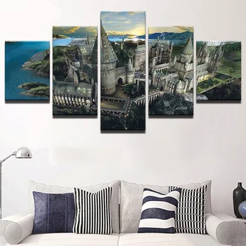

Wall Art Poster Living Room Home Decor Modular Painting 5 Pieces Printed Building Castles Canvas Wall Art Pictures Frameworks