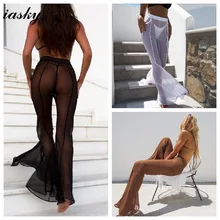 IASKY, сексуальное прозрачное бикини, накидка, женский купальник, купальник, купальный костюм, накидка, сетчатые Пляжные штаны, новинка