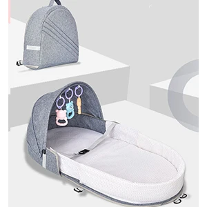 Backpack Grey Портативная детская кровать многофункциональная кроватка модная Мумия сумка дорожная детская цирб с солнцезащитным козырьком и москитным покрытием - Цвет: Backpack Grey