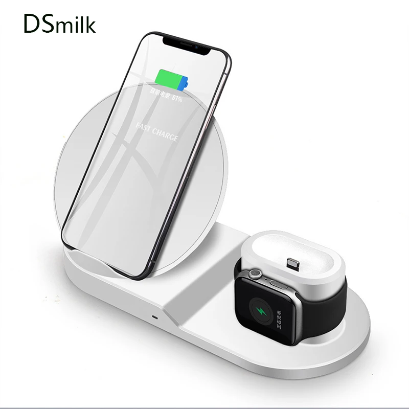 DSmilk Беспроводное зарядное устройство для samsung LG Apple Watch Airpads iPhone 8 X QI Быстрая