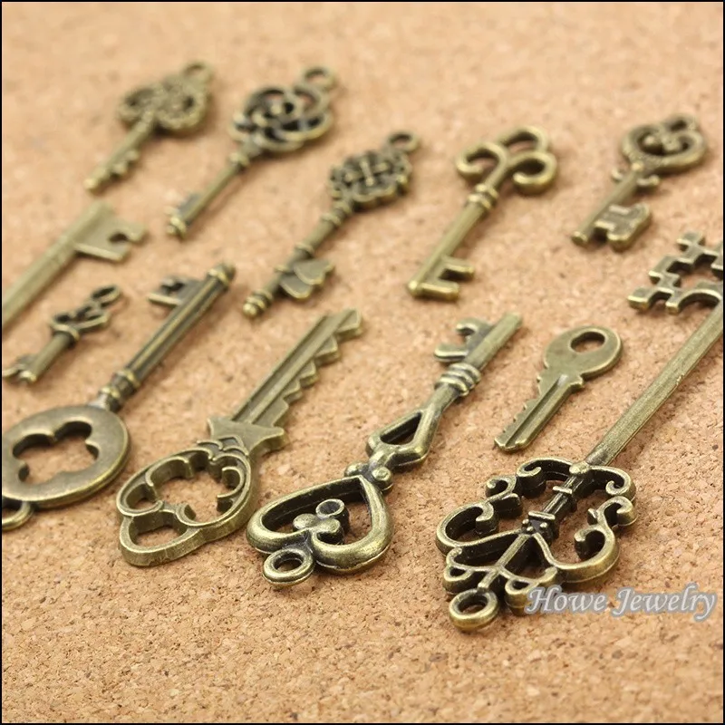 Микс 39 шт винтажный амулет ключ античный бронзового цвета из цинкового сплава подходит браслет ожерелье DIY Металлические Ювелирные изделия 10011