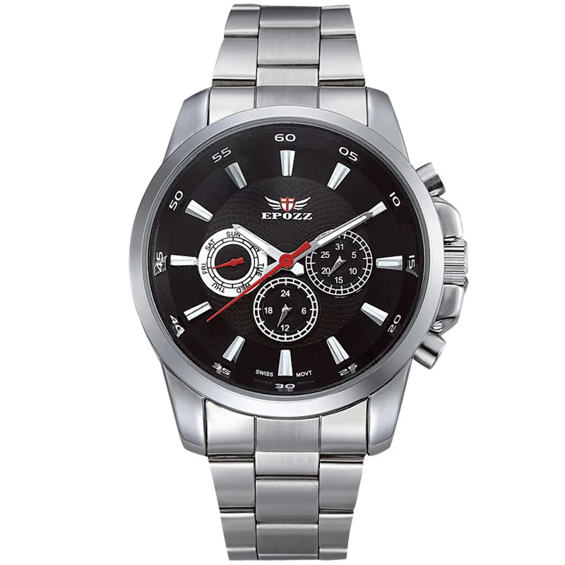 

Men Stainless Steel Watch Top Luxury Fashion Three Time Zone Quartz Erkekler izle Luminous hands Multifunction Waterproof 30M