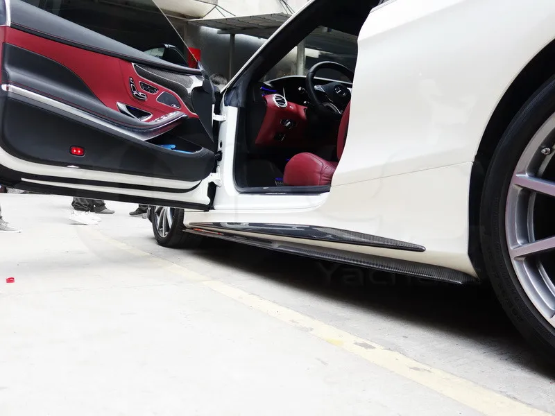 2015-2017 Mercedes Benz C217 S63 Coupe OEM Style Side Skirts Addon CF (20)