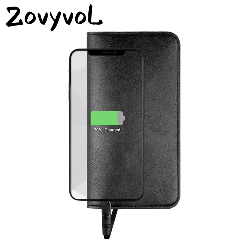 

ZOVYVOL 2019 Unisex Long Smart Wallet USB for Charging Wallet Adapt Ipone Android And Type-C Capacity 6800 mAh For Busines