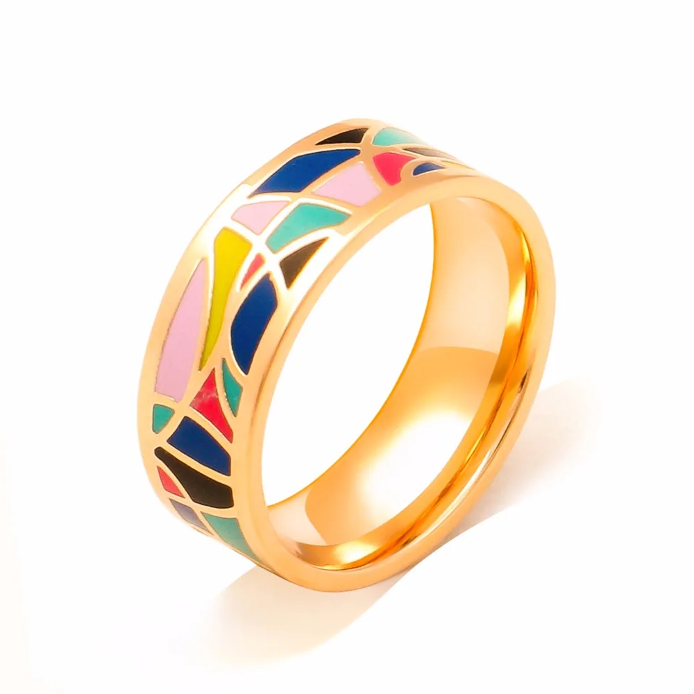 Wholesale 2017 9 Style New Ceramic Ring 18k Real Gold Enamel Rings