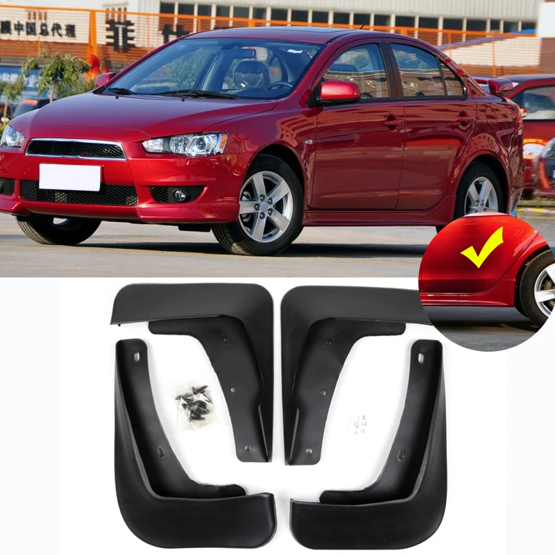 

For Mitsubishi Lancer 9 2008-2011 2009 2010 Set Car Mud Flaps Sedan With Side Skirt GTS Mudflaps Splash Guards Mudguards Fender