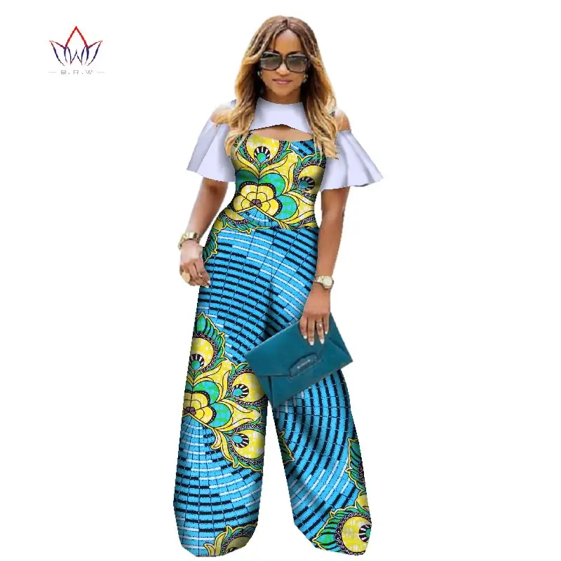 Women Jumpsuit 2019 Plus Size Africa Cotton Wax Print Romper Bazin