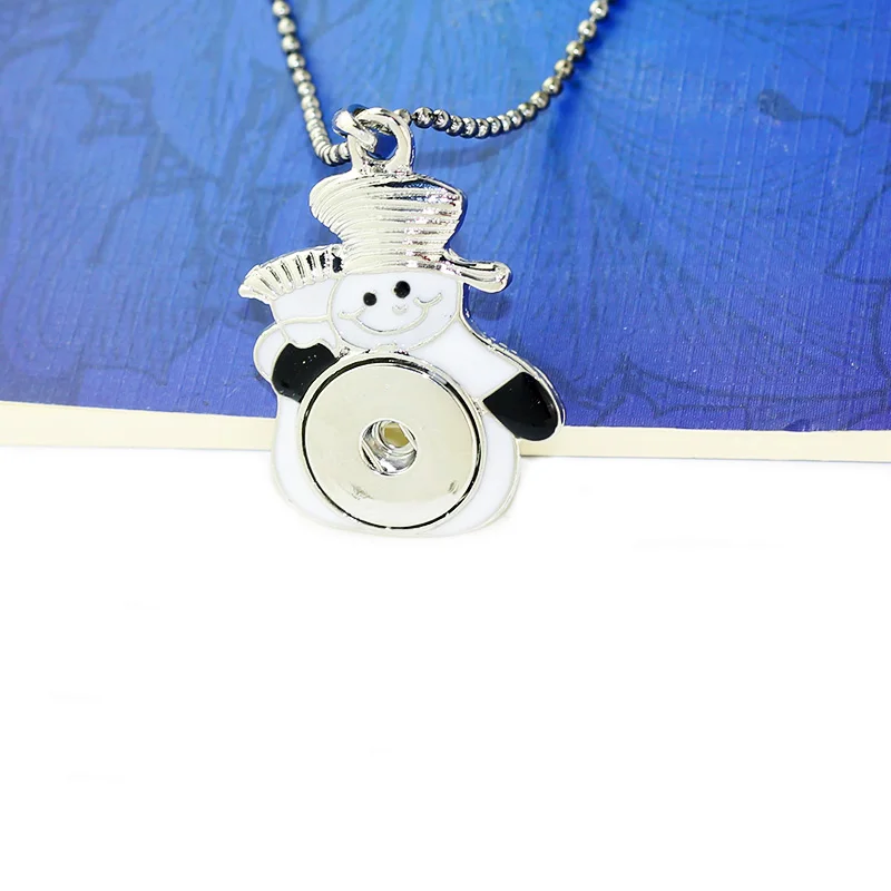 New Snowman Snap Jewelry Bo bo world Necklaces Link Chain 60CM With Christmas Pendant Fit 18MM Buttons PT095 | Украшения и