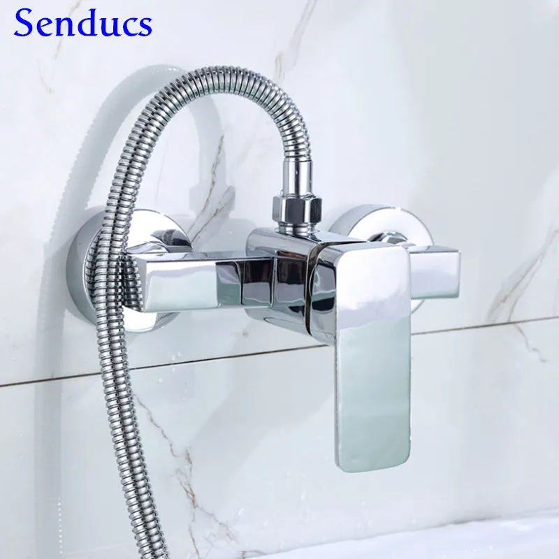 

Senducs Bathroom Square Shower Faucet Hot Cold Bath Shower Mixer Tap Quality Chrome Shower Faucet Bathroom Square Shower Faucet