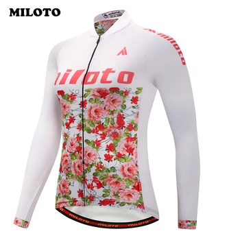 

Miloto Team Winter Thermal Fleece Bicycle Cycling Clothing Polyester Windproof Cycling Jersey Long Sleeve Women MTB Bike Jersey