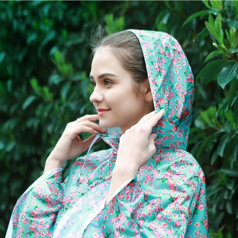 

Creative Gradient Printing Waterproof Adult Raincoat Multi-Function Home Outdoor Hiking Siamese Hooded Poncho Cloak Adult Models