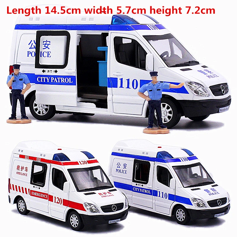 

Compatible with LEGOingly Hospital Rescue Ambulance Police Metal Cars Model Pull Back Sound and Light Alloy Diecast car toys