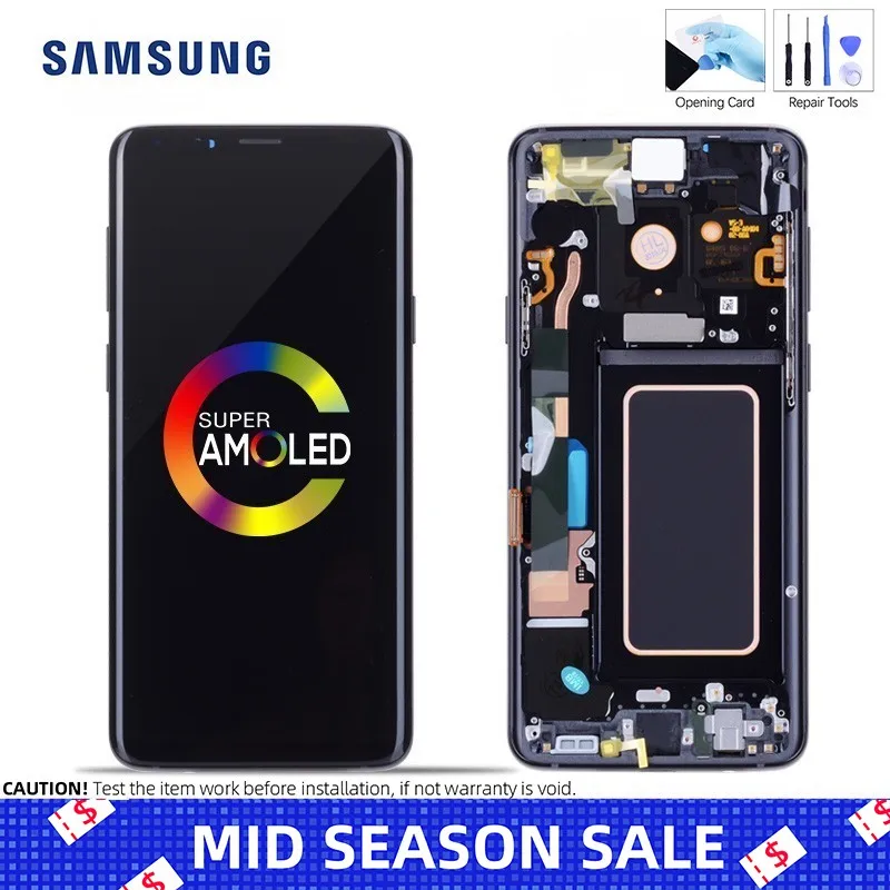 

Original AMOLED Display for SAMSUNG Galaxy S9 LCD Touch Screen Digitizer with Frame Replacement S9+ Plus LCD G960 G965 LCD