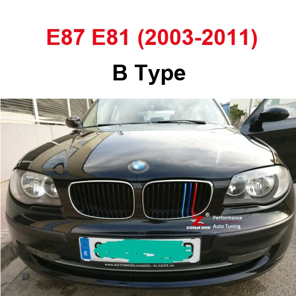 Для хэтчбеков BMW серий 1 E81 E87 E82 E88 F20 F21 аксессуары Передняя решетка Автоспорт полоски гриль М производительность обшивка наклейки - Название цвета: E87 E81 (B type)