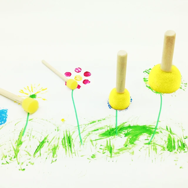 4pcs yellow sponge brush seal sponge paint brush wooden handle childrens painting graffiti kids - Pictures To Paint For Children 4pcs yellow sponge brush seal sponge paint brush wooden handle childrens painting graffiti kids - Pictures To Paint For Children