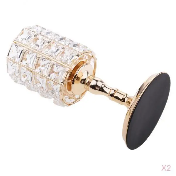 2 Pieces Romantic Sparkle Crystal Beads Votive Tealight Candle Holders Wedding Party Centerpieces 8.66''H