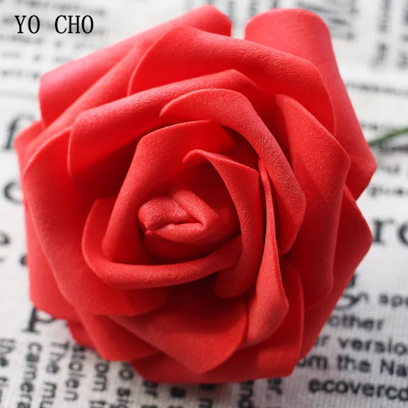 YO CHO 7 голов 8 см искусственные цветы розовые розы Искусственные Розы Розовые Свадебные невесты Букет украшение для дома DIY принадлежности реквизит цветы - Цвет: Red