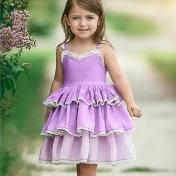 

2018 summer girl gradient color strap dress baby summer puff cake princess dress