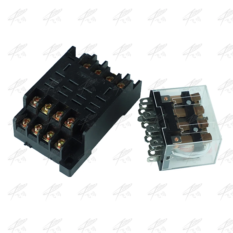 Relè Intermedio HH64P LY4NJ 10A Con Base 14 Pin - Per Circuiti AC/DC 12V-380V