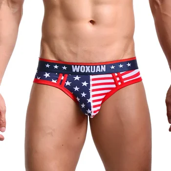 

Sexy Men's Panties Size S M L XL USA Flag Striped Stars Gay Underwear Printed Mens Briefs Bikini Male