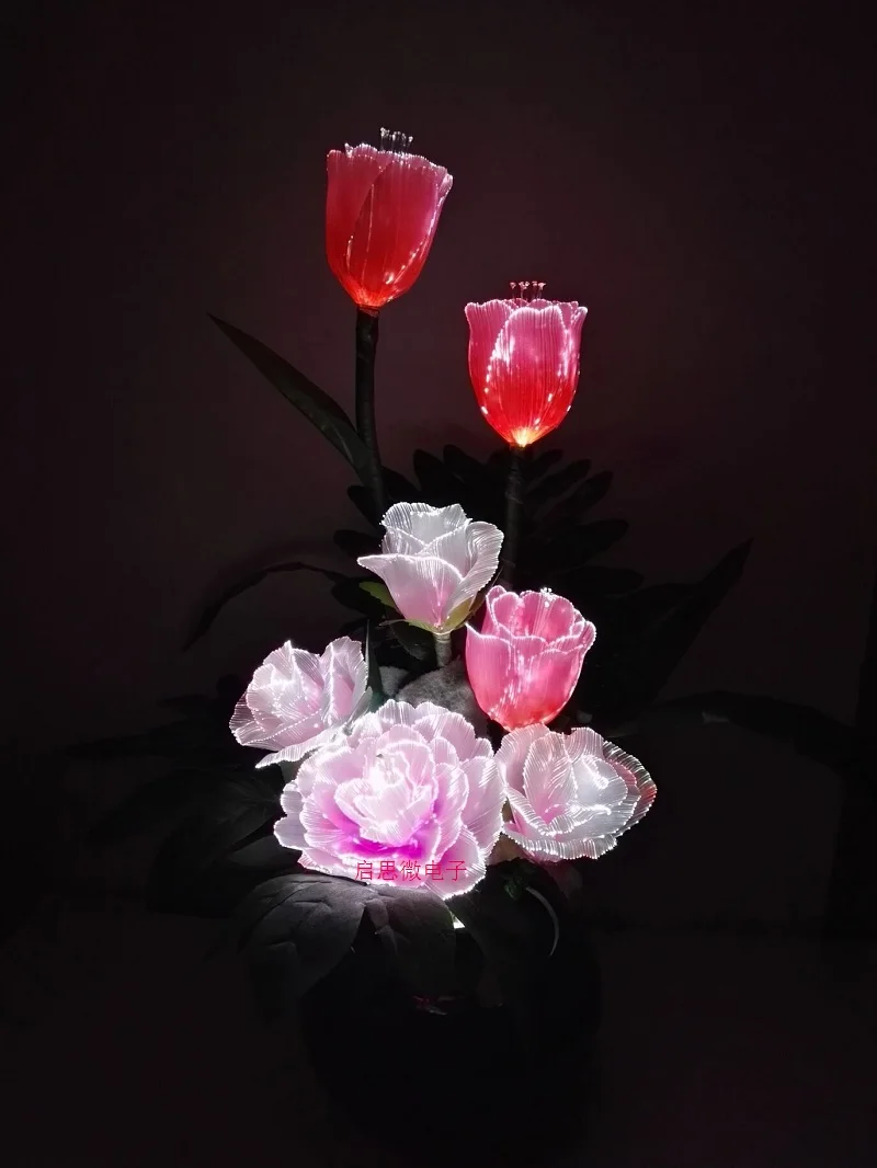 Tanie Oświetlenie Led światłowodowe sztuczne kwiaty jedwabny kwiat europejski spadek jaskrawa sklep