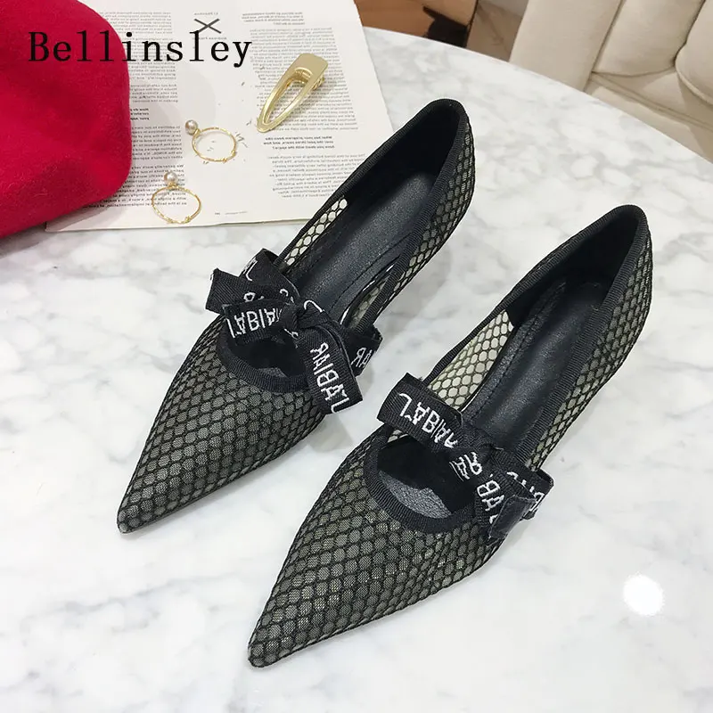 Bellinsley/Элегантные сетчатые женские туфли лодочки на высоком каблуке прозрачные