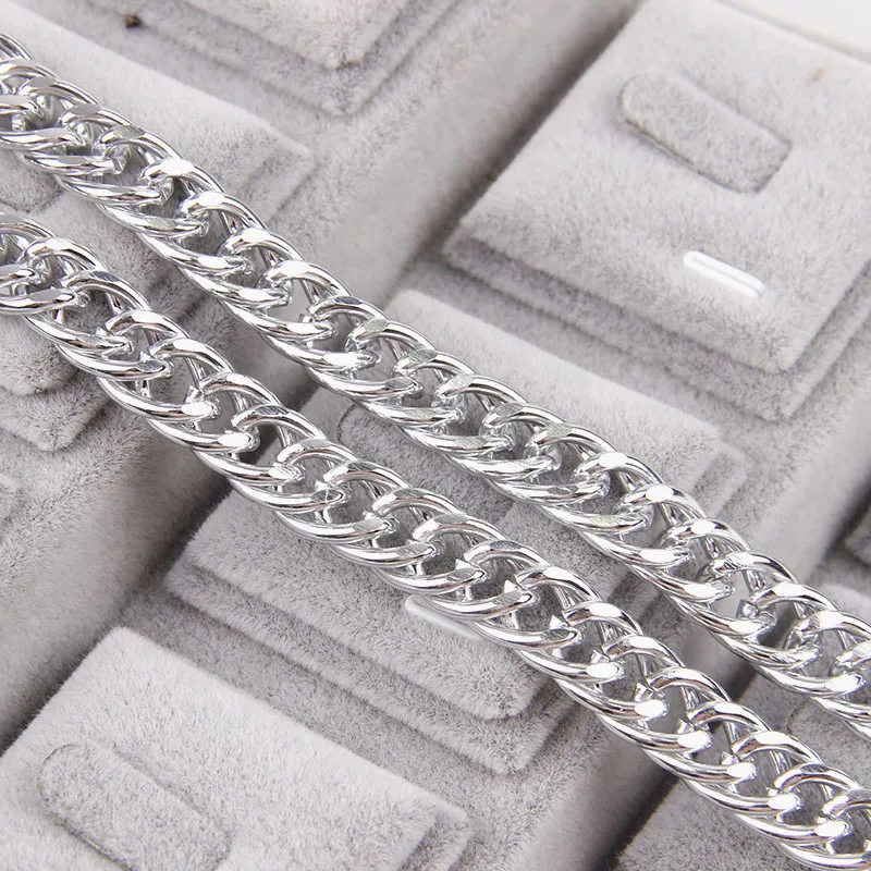 Aluminum 2x10.4x14mm Metal Silver Necklace Curb Chains Bulk Fit