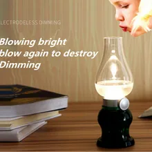 LED Blow управления свет яркий от творческого Ретро керосин настольная лампа ностальгия стиль прикроватной тумбочке атмосферу заряда ночь с подсветкой
